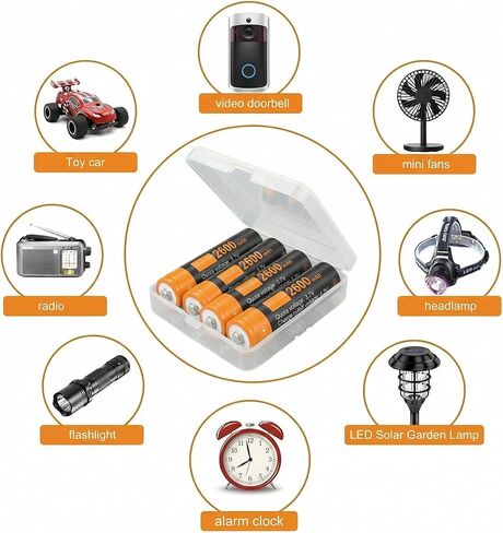 مجموعة بطاريات EcoSolutions مكونة من 4 عبوات قابلة لإعادة الشحن، بطاريات 3.7 فولت للمصابيح الكاشفة والمصابيح الأمامية وأجراس الأبواب والكاميرات والألعاب in Kuwait