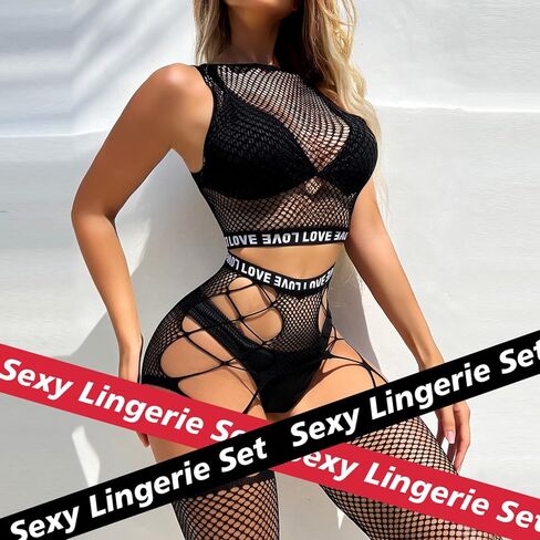 Sexy Lingerie For Women Sparkle Naughty Rhinestone Fishnet Lingerie Set Erotic Mesh Rave Bodysuits Outfit Teddy in Saudi Arabia