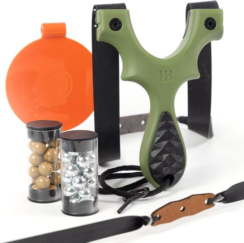 حزمة SimpleShot Scout LT2 Slingshot مع الهدف، وذخيرة من الفولاذ والطين، ومجموعتين من الأشرطة، ومرفق شريط مشبك متكامل، ومشاهد من الألياف البصرية، ومقاييس مقبض معيارية، من المبتدئين إلى المحترفين in Kuwait