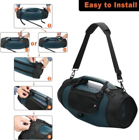 غطاء حزام حمل للسفر متوافق مع مكبر الصوت المحمول JBL Boombox 4، وغطاء شبكي على الجانبين مع حزام كتف وحقيبة إكسسوارات in Kuwait