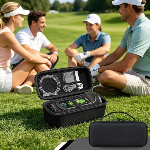 حافظة حماية صلبة من RAIALL لمكبر صوت MiLESEEY GeneSonic Pro Golf، حقيبة سفر مقاومة للصدمات مع جيب شبكي لكابل USB وحلقة تسلق، أسود in Kuwait