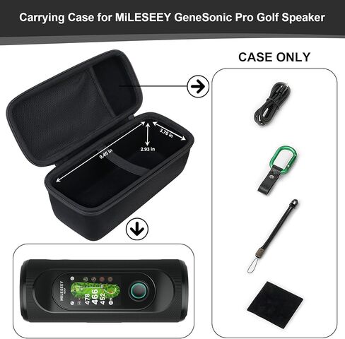 RAIALL Hard Protective Case for MiLESEEY GeneSonic Pro Golf Speaker, Shockproof Travel Bag with Mesh Pocket for USB Cable and Carabiner, Black in Saudi Arabia