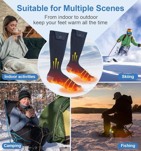 Heated Socks for Men Women 5000mAh Rechargeable Heated Socks 4 Heat Settings Washable Foot Warmer in Saudi Arabia
