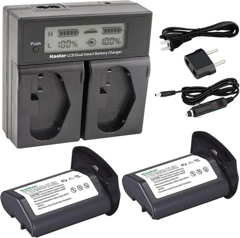 Kastar LCD شاحن سريع ذكي مزدوج وبطارية 2 حزمة لبطارية LP-E19 LPE19 LP-E4 LPE4 LP-E4N، EOS-1D C، EOS-1D Mark III، EOS-1Ds Mark III، EOS-1D Mark IV، EOS-1DX Mark II Mark 2 كاميرات in Kuwait
