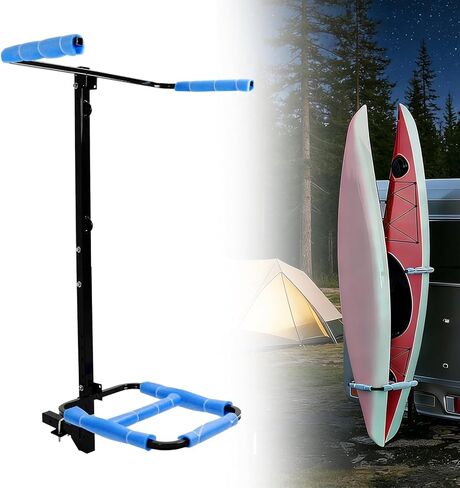 رف PENSUN RV Hitch Mount Kayak، حامل كاياك عمودي بطول 2 بوصة، حامل كاياك فولاذي شديد التحمل قابل للتعديل يحمل ما يصل إلى 150 رطلاً للمركبات الترفيهية والشاحنات وسيارات الدفع الرباعي، مع حشوة ناعمة وأشرطة سقاطة in Kuwait