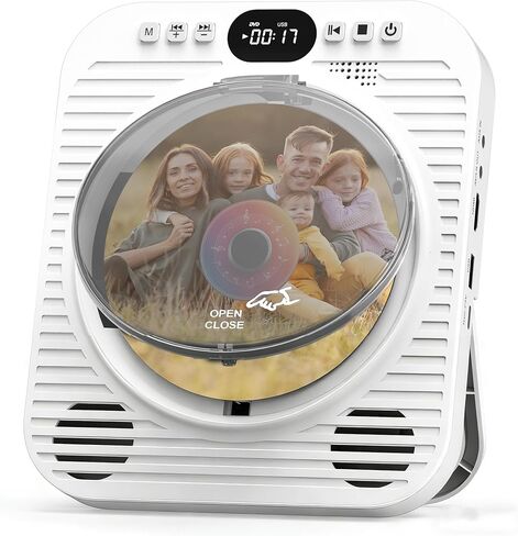 مشغل أقراص DVD صغير للتلفزيون - مشغل أقراص DVD محمول بتقنية البلوتوث مع كابلات HDMI وAV، ومكبرات صوت مدمجة، تشغيل USB/AUX، ترقية 1080 بكسل، مشغل سطح مكتب صغير الحجم قابل للتركيب على الحائط للمنزل، أبيض in Kuwait