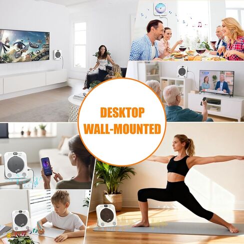 مشغل أقراص DVD صغير للتلفزيون - مشغل أقراص DVD محمول بتقنية البلوتوث مع كابلات HDMI وAV، ومكبرات صوت مدمجة، تشغيل USB/AUX، ترقية 1080 بكسل، مشغل سطح مكتب صغير الحجم قابل للتركيب على الحائط للمنزل، أبيض in Kuwait