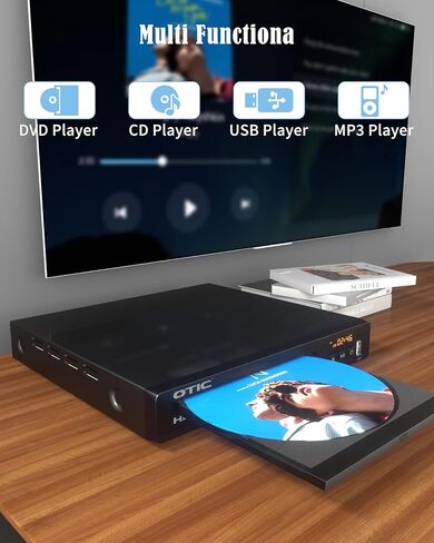 مشغل DVD HDMI لجميع المناطق للتلفزيون، تنسيقات متعددة وغطاء معدني، مشغل أقراص مضغوطة مدمج مع منفذ USB/صوت دولبي الرقمي للتلفزيون الذكي، كبار السن، نظام ستيريو منزلي، كابل HDMI وجهاز تحكم عن بعد in Kuwait