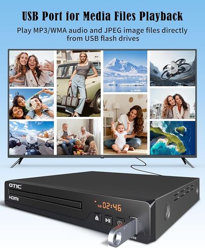 مشغل DVD HDMI لجميع المناطق للتلفزيون، تنسيقات متعددة وغطاء معدني، مشغل أقراص مضغوطة مدمج مع منفذ USB/صوت دولبي الرقمي للتلفزيون الذكي، كبار السن، نظام ستيريو منزلي، كابل HDMI وجهاز تحكم عن بعد in Kuwait