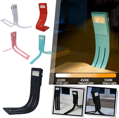 Rechargeable Book Light for Kindle – Clip-on LED Reading Lamp,Portable Bookmark Light with 3 Color Temperatures Adjustment,TPR Flexible Stand,Eye-Caring Bedtime Lamp for Kids Book Lovers (Pink) in Saudi Arabia