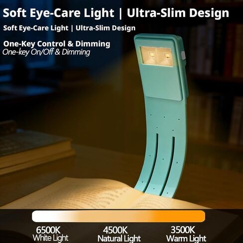 Rechargeable Book Light for Kindle – Clip-on LED Reading Lamp,Portable Bookmark Light with 3 Color Temperatures Adjustment,TPR Flexible Stand,Eye-Caring Bedtime Lamp for Kids Book Lovers (Pink) in Saudi Arabia