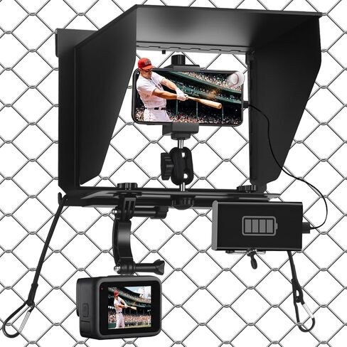 Cell Phone Fence Mount with Shade, Game Changer Mounting kit for iPhones, Mevo Start, GoPro, Insta 360 and Other Action Cameras, for Recording Baseball,Softball and Tennis Games(Matte Black) in Saudi Arabia