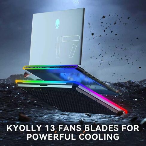مبرد كمبيوتر محمول للألعاب مع 13 مروحة فائقة الهدوء، وشاشة LCD وRGB متعدد الألوان - 10 أوضاع إضاءة، 9 ارتفاعات قابلة للتعديل، منافذ USB مزدوجة، حامل هاتف مدمج لأجهزة الكمبيوتر المحمولة مقاس 15 إلى 21 بوصة على المكتب أو الكمبيوتر المحمول in Kuwait