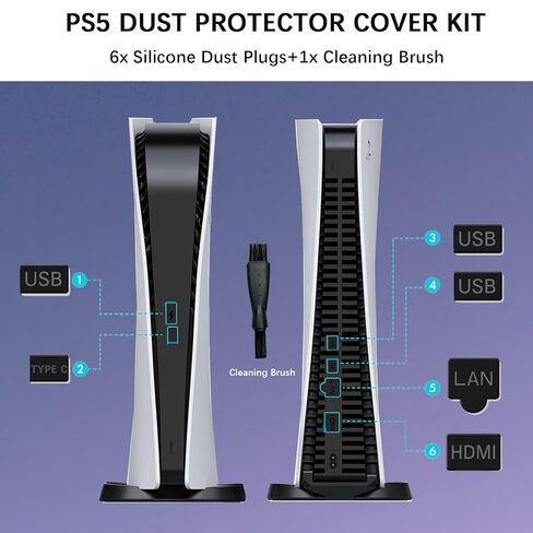 شبكة غطاء غبار من GETYEA لوحدة تحكم PS5 - سهلة التركيب لجهاز PlayStation 5 (قرص ورقمي) مع مشبك سيليكون - مضاد للغبار وشعر الحيوانات الأليفة - غير متوافق مع PS5 Slim in Kuwait