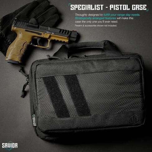سلسلة Savior Equipment Specialist سلسلة مسدس تكتيكي مزدوج النطاق لحقيبة الأسلحة النارية للصيد في الهواء الطلق، ومقصورة قابلة للقفل، وفتحات تخزين إضافية للمجلات in Kuwait
