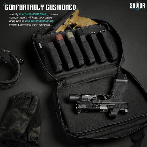 سلسلة Savior Equipment Specialist سلسلة مسدس تكتيكي مزدوج النطاق لحقيبة الأسلحة النارية للصيد في الهواء الطلق، ومقصورة قابلة للقفل، وفتحات تخزين إضافية للمجلات in Kuwait