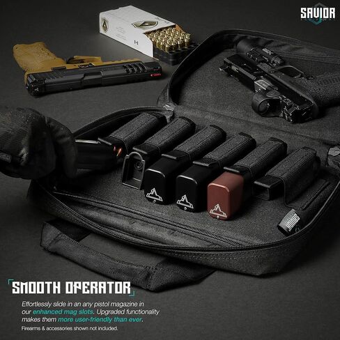 سلسلة Savior Equipment Specialist سلسلة مسدس تكتيكي مزدوج النطاق لحقيبة الأسلحة النارية للصيد في الهواء الطلق، ومقصورة قابلة للقفل، وفتحات تخزين إضافية للمجلات in Kuwait