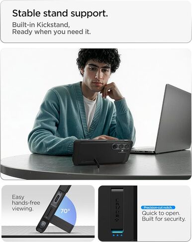 حافظة Spigen لهاتف Galaxy S26 Ultra، Tough Armor MagFit [مسند] [متوافق مع MagSafe] [حماية من الدرجة العسكرية] - أسود in Kuwait