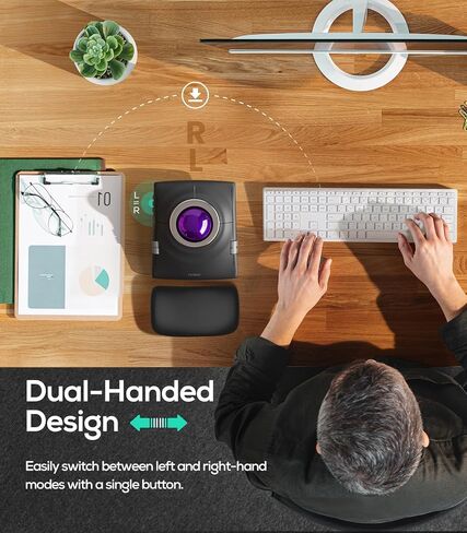Nulea M512 ماوس كرة التتبع اللاسلكي، كرة التتبع المريحة 55 مم، DPI قابلة للتعديل للتحكم الدقيق، متوافقة مع اليد اليسرى أو اليمنى، قابلة لإعادة الشحن، بلوتوث متعدد الأجهزة و2.4 جيجا هرتز in Kuwait