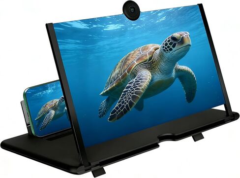 12" Screen Magnifier,3D HD Mobile Phone Magnifier Projector Screen Enlarger for Movies, Videos, and Gaming,Foldable Cell Phone Stand with Screen Amplifier,Supports All Smartphones (Black) in Kuwait