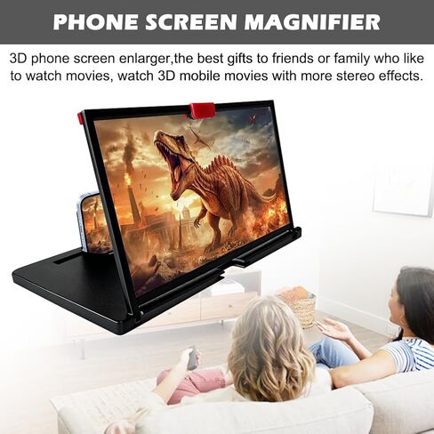 Screen Phone Magnifier, 12" HD Mobile Phone Magnifier Projector Screen for Movies,Videos, Gaming Portable Foldable 3D Magnifying Scree-n for Elderly(Color:Black) in Kuwait
