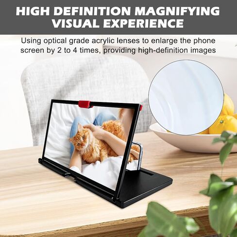 Screen Phone Magnifier, 12" HD Mobile Phone Magnifier Projector Screen for Movies,Videos, Gaming Portable Foldable 3D Magnifying Scree-n for Elderly(Color:Black) in Kuwait