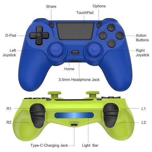 SHINXIN 2 وحدة تحكم لاسلكية متوافقة مع PS4/Slim/Pro/PC مع اهتزاز مزدوج/3.5 ملم صوت/منفذ من النوع C و2 قطعة كابل من النوع C in Kuwait