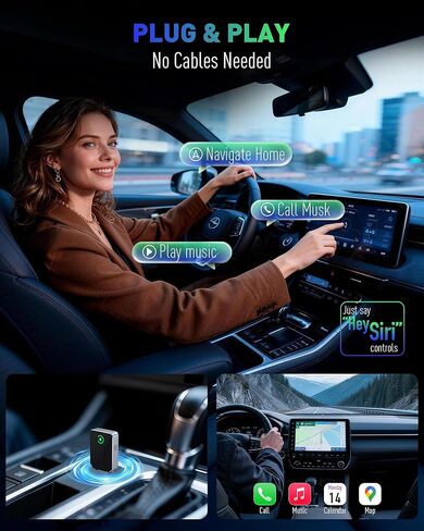 محول SPIRITIME اللاسلكي CarPlay لهاتف iPhone - اتصال تلقائي لمدة 5 ثوانٍ | 1-انقر فوق تبديل الهاتف للعائلات | تحويل سلكي إلى لاسلكي | مستقر وسريع، التوصيل والتشغيل | يدعم مصنع سيارات CarPlay 2016+ in Kuwait