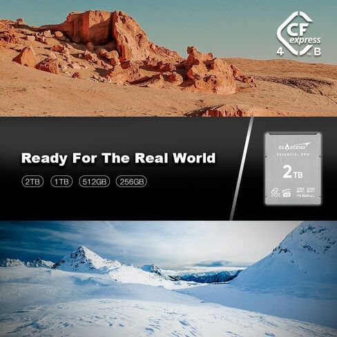 بطاقة ذاكرة Exascend Essential Pro سعة 256 جيجابايت CFexpress 4.0 من النوع B، قراءة 3700 ميجابايت/ثانية، كتابة 3150 ميجابايت/ثانية، VPG400 in Kuwait