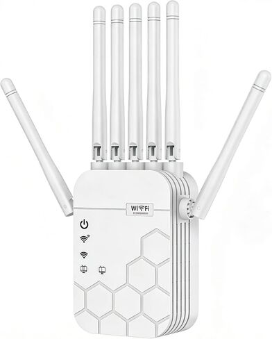 WiFi Extender AC1900 Dual Band – Long Range Signal Booster with 6 High-Gain Antennas, Covers 12,880 123456 in Saudi Arabia