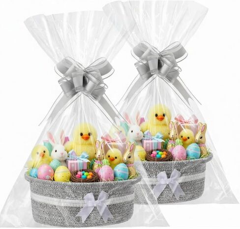 2 Pack Christmas Woven Gift Basket Empty with Ribbon Bow, 12''x 8''x 5'' Christmas Chest Box with Gift Bags Candy Baskets with Handle for Xmas Thanksgiving Wedding Home Decor(Red) in Saudi Arabia