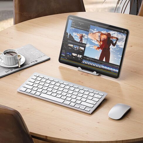 لوحة مفاتيح بلوتوث مطورة قابلة لإعادة الشحن من OMOTON لجهاز iPad، مع حامل حامل قابل للتعديل وملصقين للمفاتيح، لوحة مفاتيح لاسلكية محمولة مدمجة لجهاز iPad 11th A16، 10th، Pro، Air، Mini in Kuwait