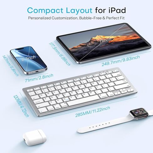 لوحة مفاتيح بلوتوث مطورة قابلة لإعادة الشحن من OMOTON لجهاز iPad، مع حامل حامل قابل للتعديل وملصقين للمفاتيح، لوحة مفاتيح لاسلكية محمولة مدمجة لجهاز iPad 11th A16، 10th، Pro، Air، Mini in Kuwait