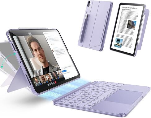 حافظة ESR لجهاز iPad Air 11 بوصة مع لوحة مفاتيح M4/M3/M2 (2026/2025/2024) وحافظة لوحة مفاتيح Air 5th/4th Gen Shift، لوحة مفاتيح مغناطيسية قابلة للفصل، أوضاع عمودية/أفقية، لوحة تتبع يمكن النقر عليها في أي مكان، أرجواني in Kuwait