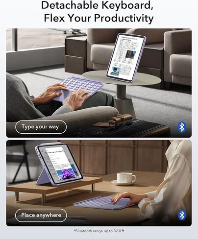 حافظة ESR لجهاز iPad Air 11 بوصة مع لوحة مفاتيح M4/M3/M2 (2026/2025/2024) وحافظة لوحة مفاتيح Air 5th/4th Gen Shift، لوحة مفاتيح مغناطيسية قابلة للفصل، أوضاع عمودية/أفقية، لوحة تتبع يمكن النقر عليها في أي مكان، أرجواني in Kuwait