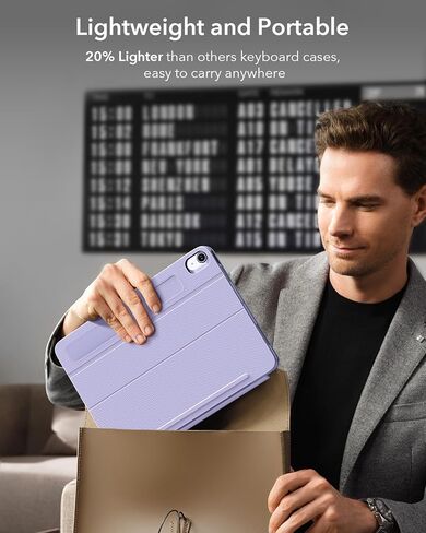 حافظة ESR لجهاز iPad Air 11 بوصة مع لوحة مفاتيح M4/M3/M2 (2026/2025/2024) وحافظة لوحة مفاتيح Air 5th/4th Gen Shift، لوحة مفاتيح مغناطيسية قابلة للفصل، أوضاع عمودية/أفقية، لوحة تتبع يمكن النقر عليها في أي مكان، أرجواني in Kuwait