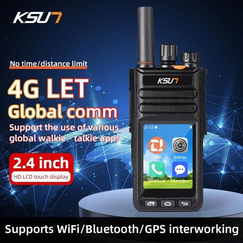 راديو شبكة KSUN 4G مع بلوتوث واي فاي جهاز اتصال لاسلكي طويل المدى 2.4 بوصة شاشة تعمل باللمس LTE/POC راديو اتجاهين اضغط للتحدث لراديو الهاتف المحمول الذكي Zello Android 9.0، شحن من النوع C، ZL65 in Kuwait