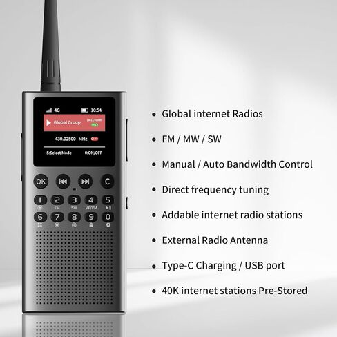 Choyong WT2 راديو إنترنت ذكي متعدد الموجات WIFI/4G، AM/FM، ومستقبل راديو محمول على الموجات القصيرة طويل المدى، بلوتوث in Kuwait