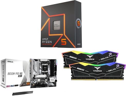مجموعة ذاكرة اللوحة الأم لوحدة المعالجة المركزية Newegg - حزمة Ryzen 5 7600X مع ذاكرة B650M Pro RS WiFi وذاكرة TG T-Force 16 جيجابايت (2 × 8 جيجابايت) وذاكرة وصول عشوائي للكمبيوتر الشخصي ذات 288 دبوس DDR5 6000 (PC5 48000) in Kuwait
