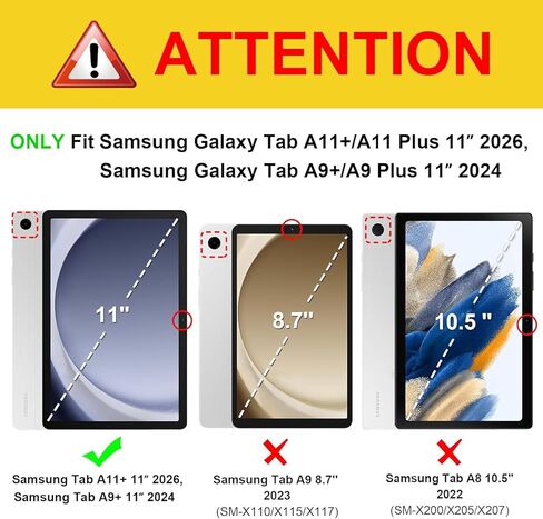 Azzsy Case for Samsung Galaxy Tab A11+/A9+ Plus 11 Inch 2026/2024, Heavy Duty Shockproof Rugged High Impact Protective Case, Black in Kuwait