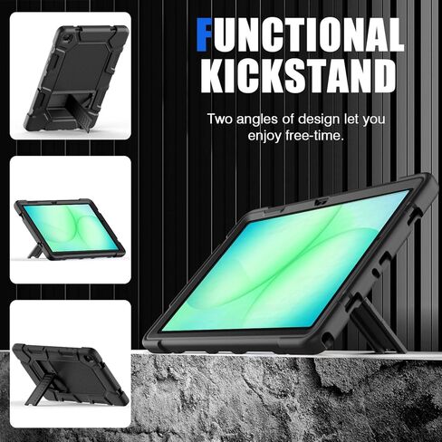 Azzsy Case for Samsung Galaxy Tab A11+/A9+ Plus 11 Inch 2026/2024, Heavy Duty Shockproof Rugged High Impact Protective Case, Black in Kuwait
