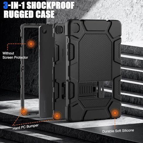 Azzsy Case for Samsung Galaxy Tab A11+/A9+ Plus 11 Inch 2026/2024, Heavy Duty Shockproof Rugged High Impact Protective Case, Black in Kuwait
