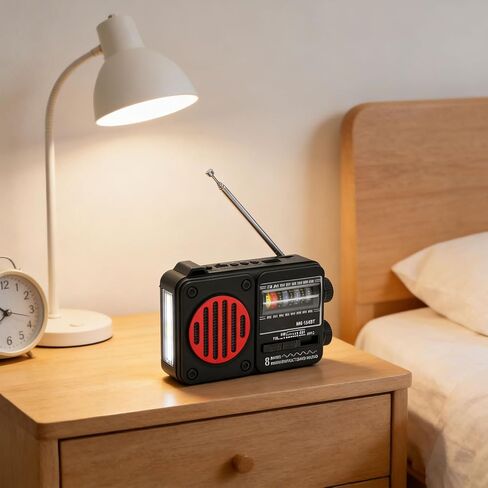 AM FM SW Radio, Portable Bluetooth Radio with Memory Card USB Playing, for Seniors Outdoor Camping Home Use (Black Red) in Saudi Arabia