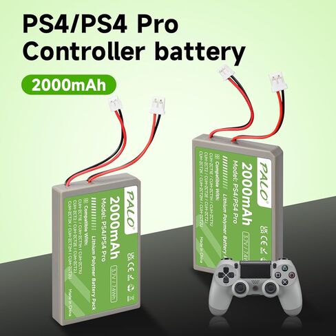 PS4 Battery 2000mAh Replacement for Sony PS4/PS4 Pro/PS4 Slim PS4 Dualshock 4 Controller CUH-ZCT1E CUH-ZCT1H CUH-ZCT1U CUH-ZCT2 CUH-ZCT2U (2 Pcs) in Kuwait