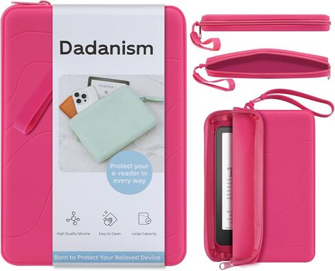 Dadanism 6-7 بوصة قابض سيليكون لـ 7 بوصات Kindle Paperwhite وKindle Colorsoft Signature Edition، 6 بوصات K-indle، Kobo، Nook E-Reader، حقيبة متعددة الأغراض مطلية مضادة للغبار للهاتف، المحفظة، التوت in Kuwait