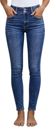 Flamingals High Waist Women's Skinny Jeans Butt Lifting Slim Fit Casual Wash Stretchy Skinny Leg Double Button Denim Pants in Saudi Arabia