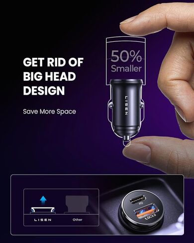 محول شاحن سيارة USB C بقدرة 48 وات من LISEN [عبوة من قطعتين] [صغير ومعدني] شاحن USB ولاعة سجائر شحن سريع [PD QC 3.0] شاحن هاتف سيارة USBC لهواتف iPhone 15 Pro Max Plus 14 Samsung Galaxy iPad برتقالي in Kuwait