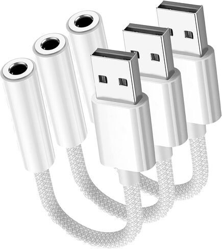 Fidioto USB إلى محول مقبس الصوت، USB إلى 3.5 مم جاك محول الصوت سماعة TRRS 4 أقطاب أنثى، USBA إلى كابل Aux بطاقة صوت ستيريو خارجية لسماعات الرأس، Mac، PS4، الكمبيوتر الشخصي، الكمبيوتر المحمول، أجهزة الكمبيوتر المكتبية in Kuwait