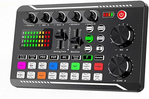 Professional Live Sound Card Audio Mixer with Bluetooth & OTG, Portable DJ Mixer Board with 16 Sound Effects, 4 Voice Changers, 1200mAh Battery for Live Streaming, Podcasting, Gaming in Kuwait