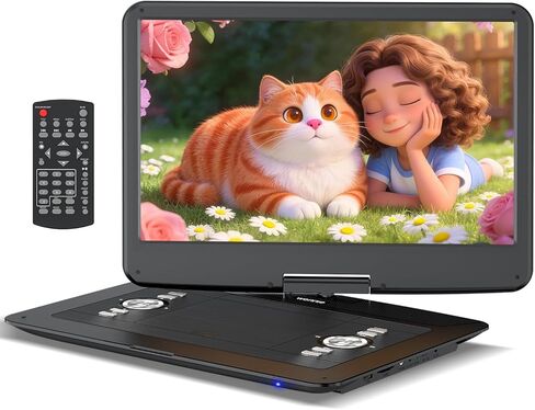 مشغل DVD محمول مقاس 18 بوصة من WONNIE مع شاشة دوارة عالية الدقة مقاس 15.6 بوصة، وبطارية قابلة لإعادة الشحن لمدة 6 ساعات، ومشغل DVD كبير يدعم MP4، وفيديو MKV وUSB/بطاقة SD/تلفزيون مزامنة، ومكبر صوت عالي الحجم، جميع المناطق in Kuwait